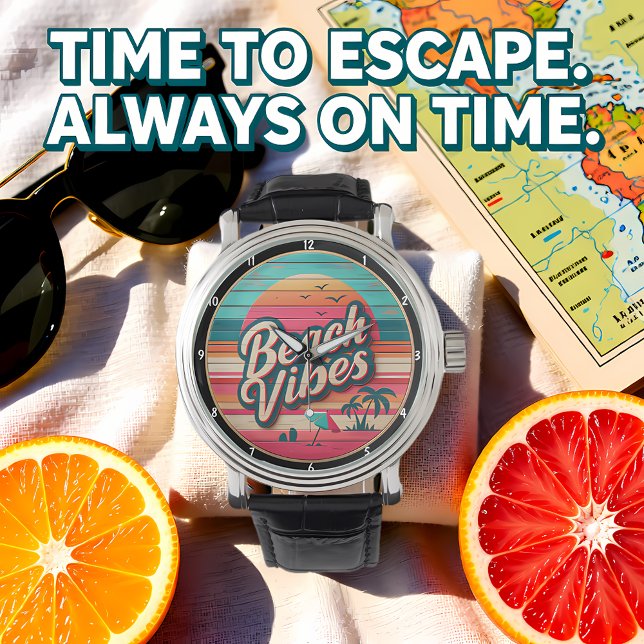  Beach Vibes Design and Tropical Sunset Horloge (Creator heeft geüpload)