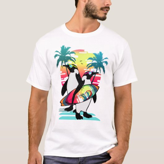 Beach vibes penguin t-shirt (Voorkant)