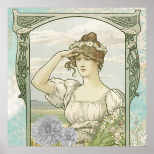 *~* Beach  Victoriaans AR23 Woman Art Nouveau Poster