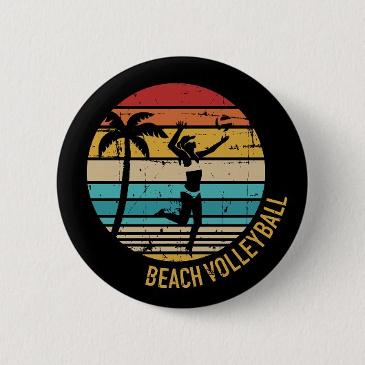  beach volleyball retro ronde button 5,7 cm (Voorkant)