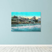 Beach voor het Bath House, Long Beach Canvas Afdruk (Insitu (Houten vloer))