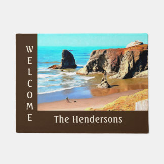 Beach Walk met Dog bij Bandon Face Rock Welcome Deurmat