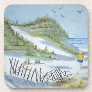 Beach waterverf bier onderzetter