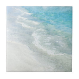 Beach Waterverf - Blauwgroen kustblauwe golven Tegeltje