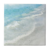 Beach Waterverf - Blauwgroen kustblauwe golven Tegeltje (Voorkant)