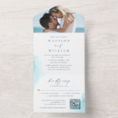 Beach Waterverf bruiloft in één uitnodiging (Binnen)