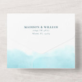 Beach Waterverf bruiloft in één uitnodiging (Achterkant)