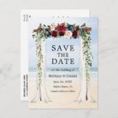 Beach Waterverf Floral Aankondigingskaart (Voorkant / Achterkant)