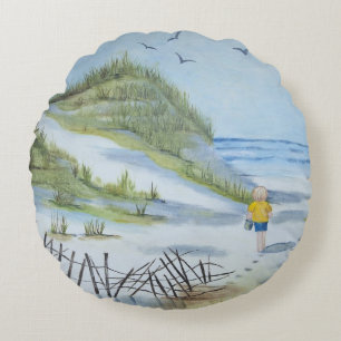 Beach waterverf rond kussen
