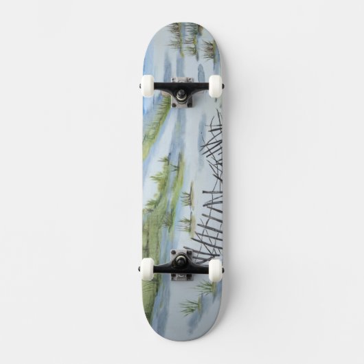 Beach waterverf skateboard (Voorkant)