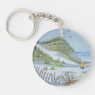 Beach waterverf sleutelhanger