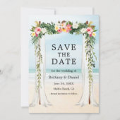 Beach Waterverf Tropische Floral Save The Date (Voorkant)