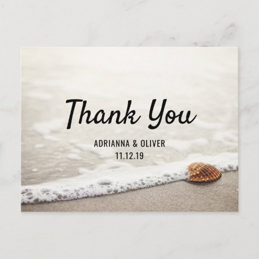 Beach Waves Bruiloft Dank u Briefkaart (Voorkant)