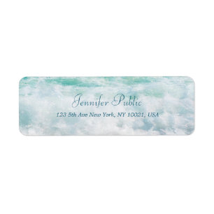 Beach Waves Elegante Hand Script Retouradres Etiket