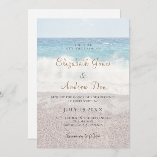 Beach Waves Faire-part de mariage / Mariage plage (Devant / Derrière)