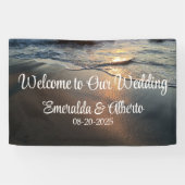 Beach Waves Kustbestemming Bruiloft Spandoek (Horizontaal)