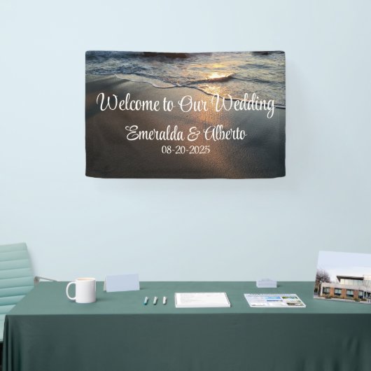 Beach Waves Kustbestemming Bruiloft Spandoek (Beurs)