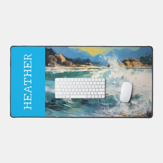 Beach Waves Ocean Nom du monogramme (Clavier et souris)