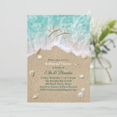 Beach Waves & Starfish repetitie diner uitnodiging (Staand voorkant)