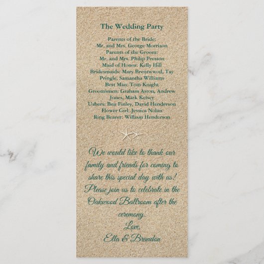 Beach Waves Trouwprogramma Programma (Achterkant)