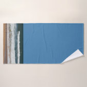 Beach Waves Zand Seashore Ocean Seascape Blue Sky Badhanddoek (Badhanddoek)