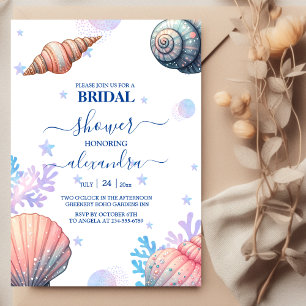 Beach Weddending Navy Blue Seashells Vrijgezellenf Kaart