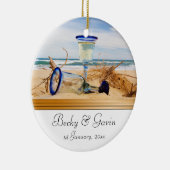 Beach Weddending Weddenschap met bruiloft Keramisch Ornament (Rechts)