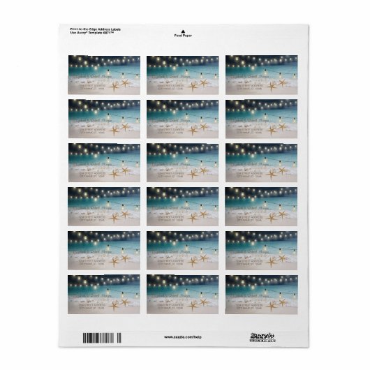 Beach Weddenren String Lights Label (Full Sheet)