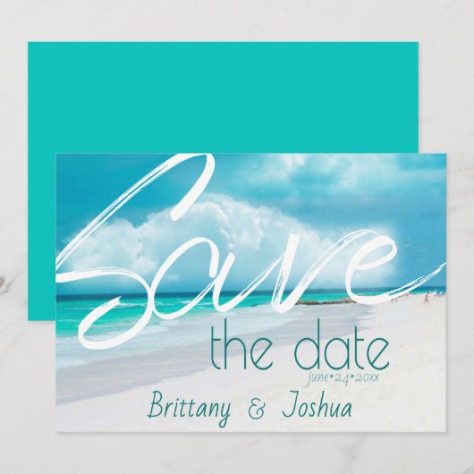 Beach Weddenschap Bold Save the Date Kaart (Voorkant / Achterkant)