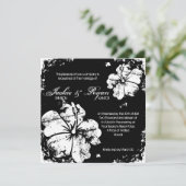 Beach Weddenschap Grunge Hibiscus Black & White Kaart (Staand voorkant)