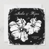 Beach Weddenschap Grunge Hibiscus Black & White Kaart (Achterkant)