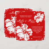 Beach Weddenschap Grunge Hibiscus Cherry Red Kaart (Voorkant / Achterkant)
