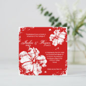 Beach Weddenschap Grunge Hibiscus Cherry Red Kaart (Staand voorkant)