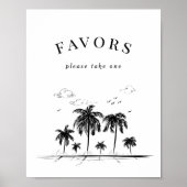 Beach Weddenschap Palm Tree Favors Sign Poster (Voorkant)
