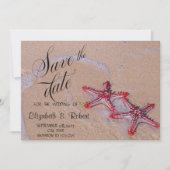 Beach Weddenschap Red Starfish Save the Date (Voorkant)