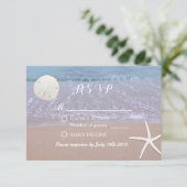 Beach Weddenschap Sand Dollar & Starfish Response RSVP Kaartje (Staand voorkant)