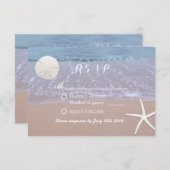 Beach Weddenschap Sand Dollar & Starfish Response RSVP Kaartje (Voorkant / Achterkant)