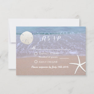 Beach Weddenschap Sand Dollar & Starfish Response RSVP Kaartje