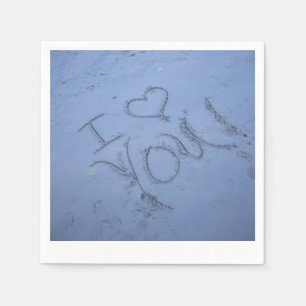 Beach Weddenschap Sand Message I Love You Paper Na Servet
