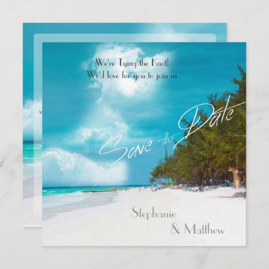 Beach Weddenschap Save the Date (Voorkant / Achterkant)