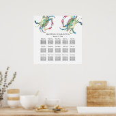 Beach Weddenschap SEATING CHART, Blue Crab Poster (Keuken)