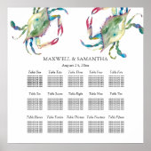 Beach Weddenschap SEATING CHART, Blue Crab Poster (Voorkant)