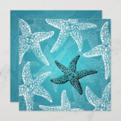 Beach Weddenschap Starfish Blue Kaart (Voorkant / Achterkant)