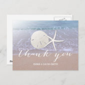 Beach Weddenschap Starfish & Sand Dollar bedankt Briefkaart (Voorkant / Achterkant)