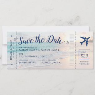Beach Weddenschap Sunset Boarding Pass Save the Da Aankondiging