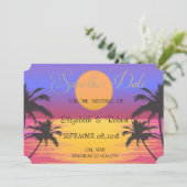 Beach Weddenschap Sunset Save the Date (Staand voorkant)
