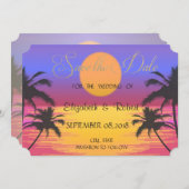 Beach Weddenschap Sunset Save the Date (Voorkant / Achterkant)