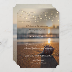 Beach Weddenschap Sunset Seashell Reception Kaart