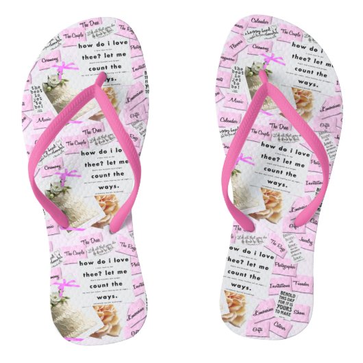 Beach Weddenschap Teenslippers Roze en wit (Voetbed)