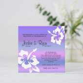 Beach Weddenschap Uitnodiging Hibiscus Paars Pink (Staand voorkant)